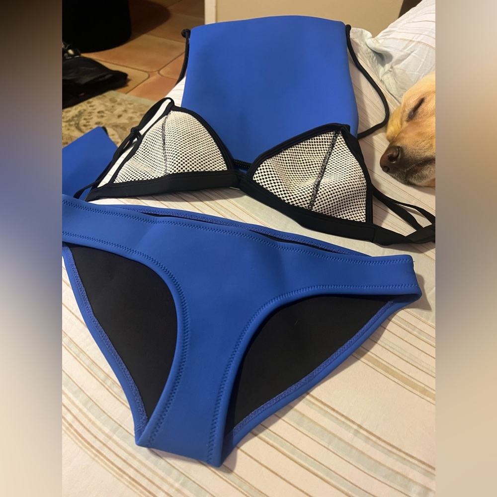 Blue gray white bikini/swimsuit triangle new with bag